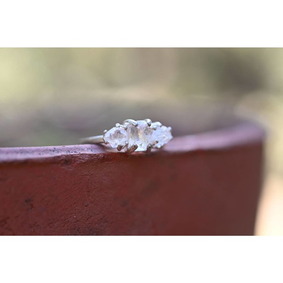 Raw Diamond Engagement Ring Rough Natural and Uncut Wedding Band Raw Gem… - Picture 4 of 6